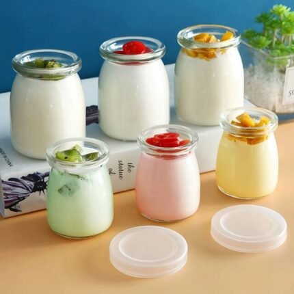 Pudding bottle glass yogurt cup with lid household caramel jelly baking mold oven with high temperature resistance